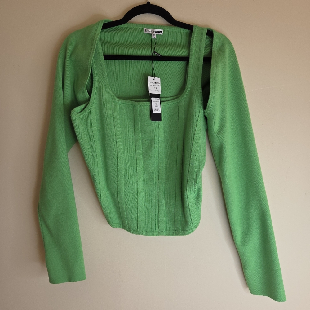 Fashion Nova 2 Piece Deirdre Sweater Set Long Sleeve Top Thumb Hole 2X